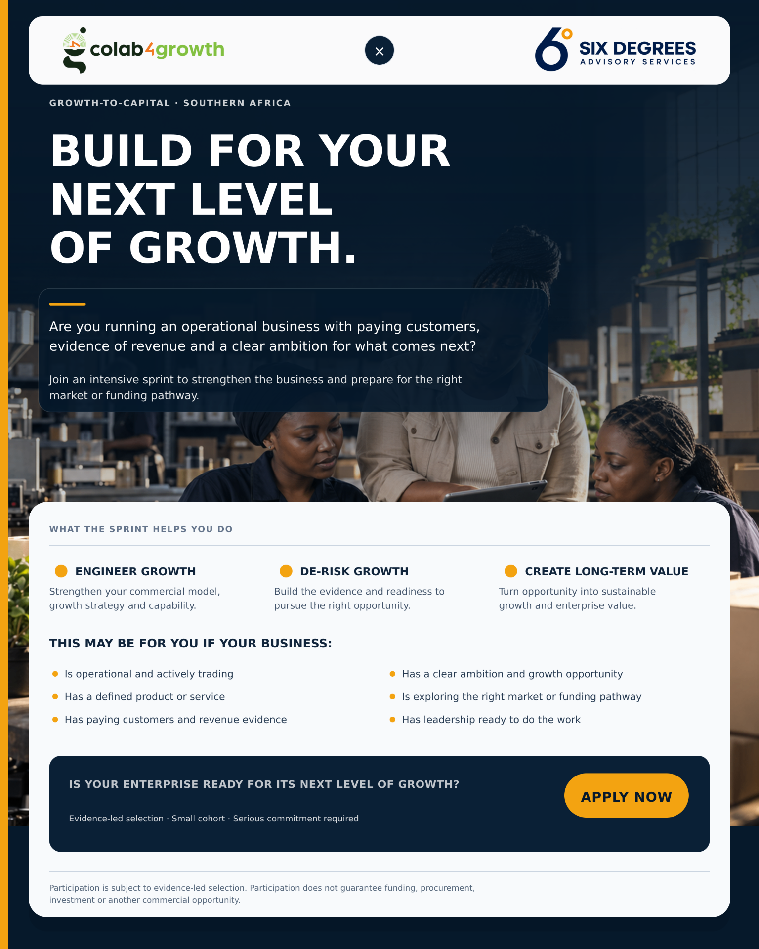 Enterprise Growth Sprint founder invitation poster