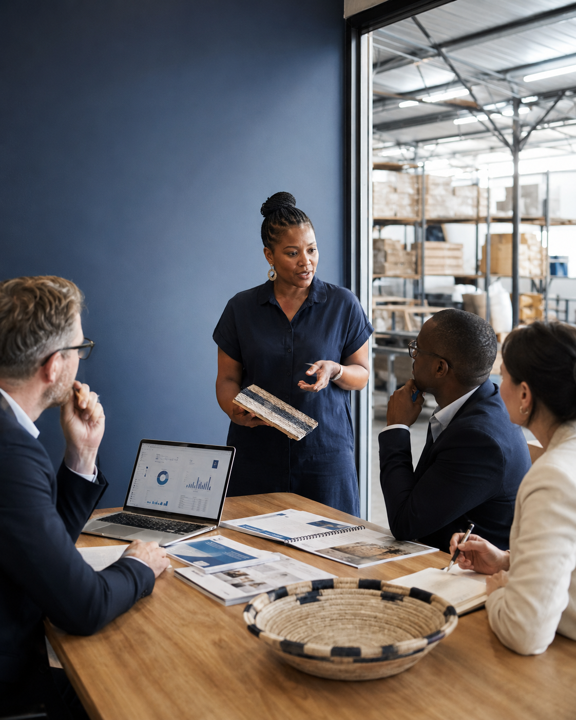 An enterprise founder presenting to institutional partners